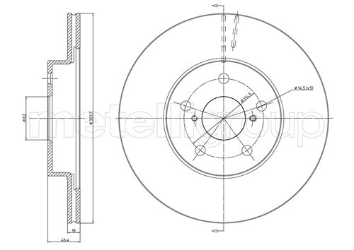 Metelli MET-DBR23-0509 Metelli Brake Rotor for Toyota