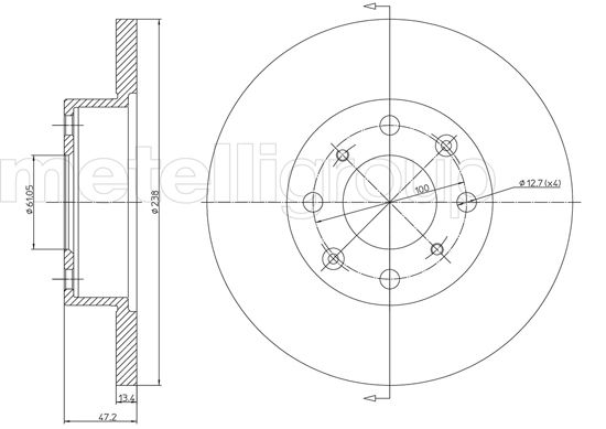 Metelli MET-DBR23-0268 Metelli Brake Rotor Rover