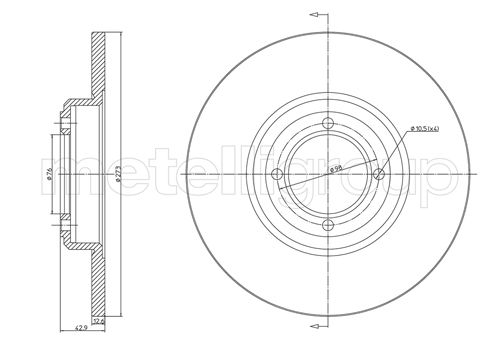 Metelli MET-DBR23-0025 Metelli Brake Rotor Peugeot / Talbot
