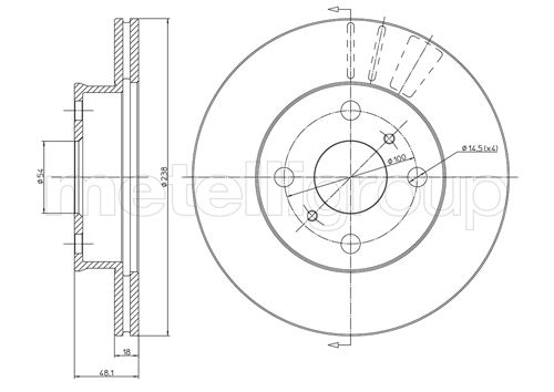 Metelli MET-DBR23-0435 Metelli Brake Rotor for Toyota