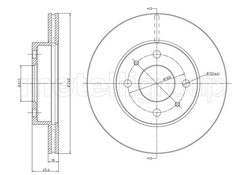 Metelli MET-DBR23-0282 Metelli Brake Rotor for Nissan / for Nissan Lcv