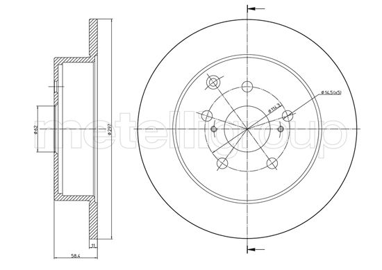 Metelli MET-DBR23-1316C Metelli Brake Rotor for Toyota