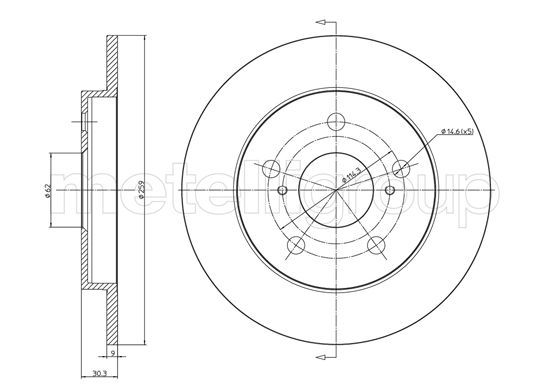 Metelli MET-DBR23-0977C Metelli Brake Rotor for Toyota
