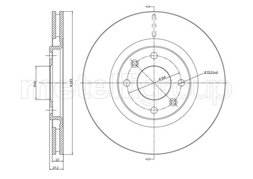 Metelli MET-DBR23-0336 Metelli Brake Rotor Citro+N / Peugeot