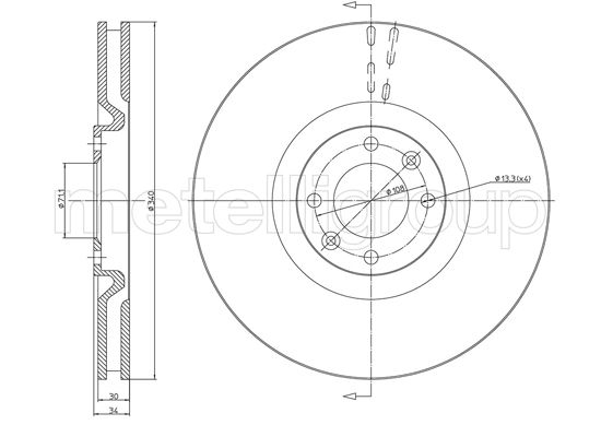 Metelli MET-DBR23-1483C Metelli Brake Rotor Citro+N / Peugeot