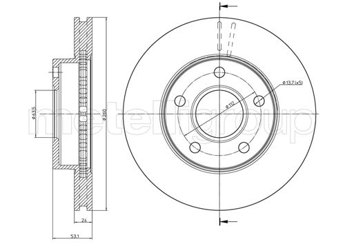 Metelli MET-DBR23-0120 Metelli Brake Rotor Ford Europe