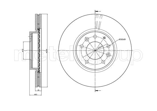 Metelli MET-DBR23-0984C Metelli Brake Rotor for Mazda