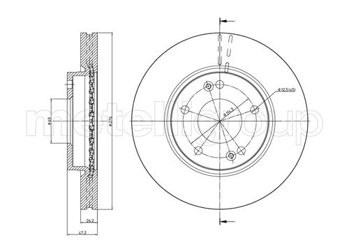 Metelli MET-DBR23-0843C Metelli Brake Rotor Hyundai / Hyundai Lcv