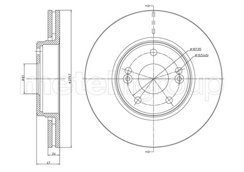Metelli MET-DBR23-0676C Metelli Brake Rotor Renault