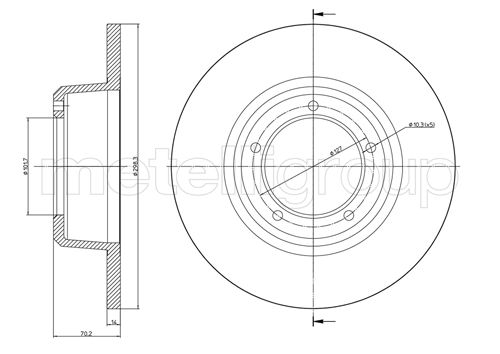 Metelli MET-DBR23-0422 Metelli Brake Rotor Land Rover
