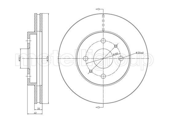 Metelli MET-DBR23-0922 Metelli Brake Rotor Daihatsu / for Subaru