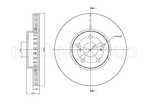 Metelli MET-DBR23-0845C Metelli Brake Rotor for Toyota
