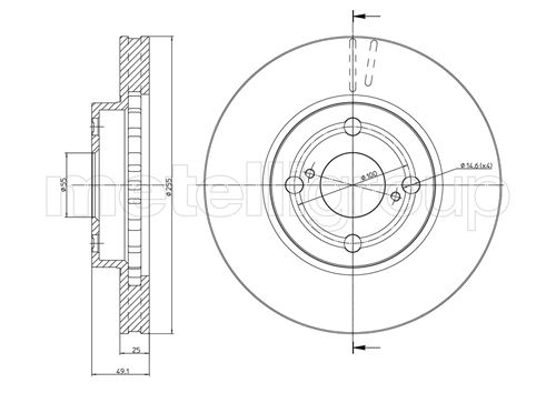 Metelli MET-DBR23-0637 Metelli Brake Rotor for Toyota