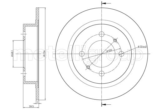Metelli MET-DBR23-0661 Metelli Brake Rotor for Nissan
