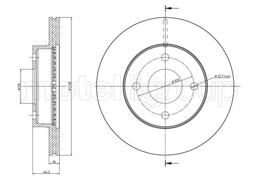 Metelli MET-DBR23-0850 Metelli Brake Rotor for Nissan