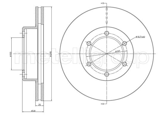 Metelli MET-DBR23-1065C Metelli Brake Rotor for Toyota