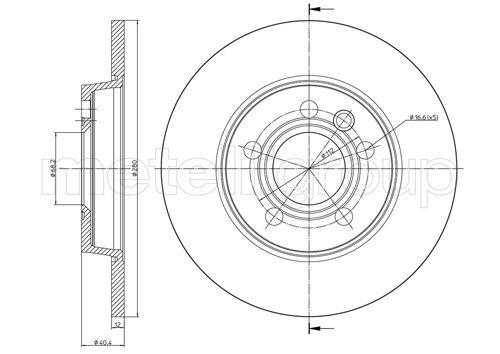 Metelli MET-DBR23-0657 Metelli Brake Rotor VW Lcv
