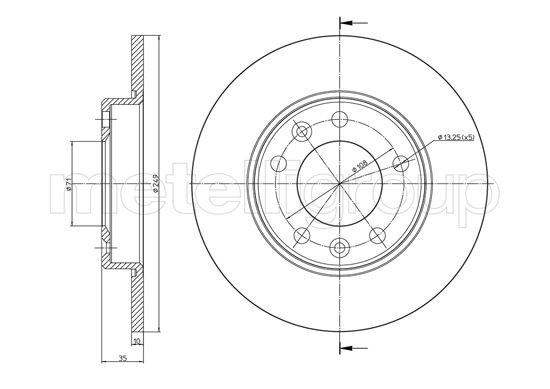 Metelli MET-DBR23-1509C Metelli Brake Rotor Peugeot
