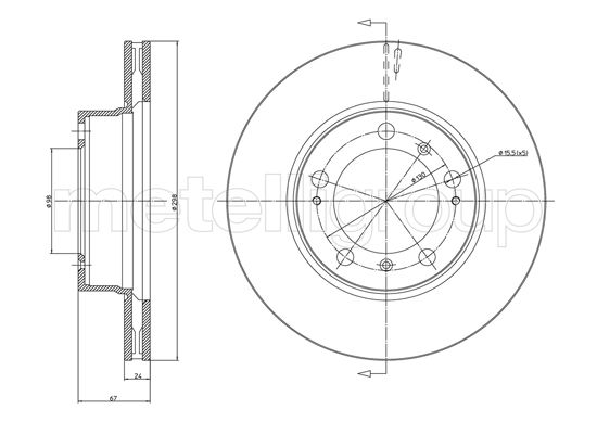 Metelli MET-DBR23-1075C Metelli Brake Rotor Porsche