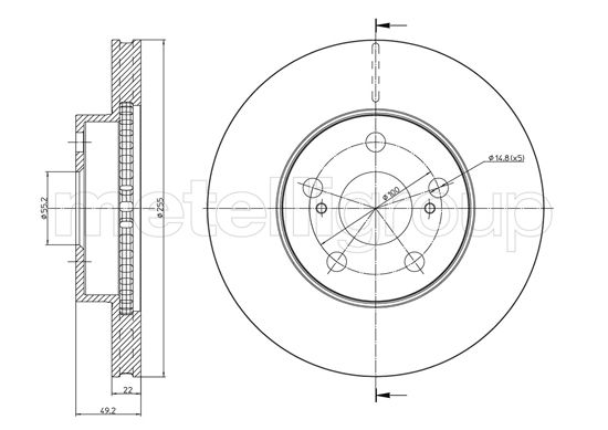 Metelli MET-DBR23-1062C Metelli Brake Rotor for Toyota