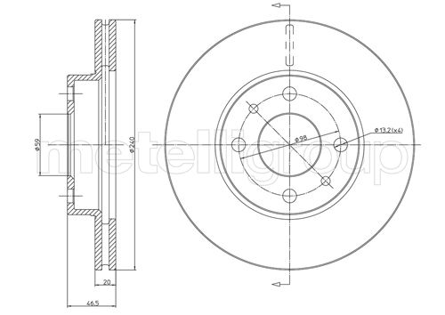 Metelli MET-DBR23-0157 Metelli Brake Rotor Fiat