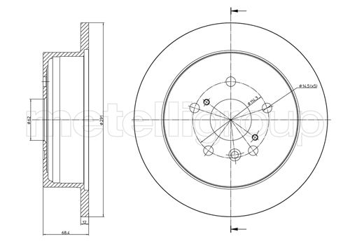 Metelli MET-DBR23-0802C Metelli Brake Rotor for Toyota