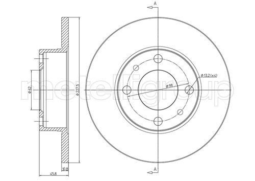 Metelli MET-DBR23-0014 Metelli Brake Rotor Fiat / Lancia / Seat