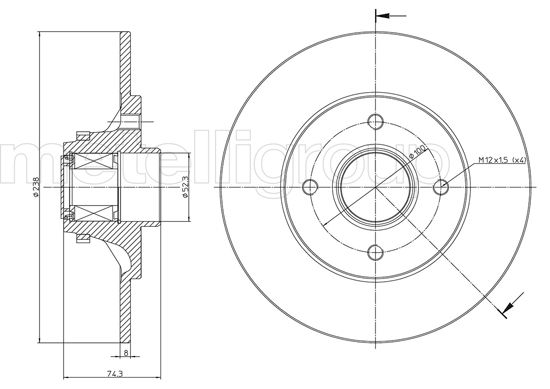 Metelli MET-DBR23-0516 Metelli Brake Rotor Renault