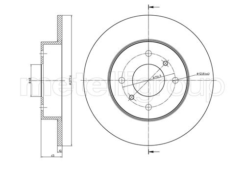 Metelli MET-DBR23-0672 Metelli Brake Rotor for Nissan