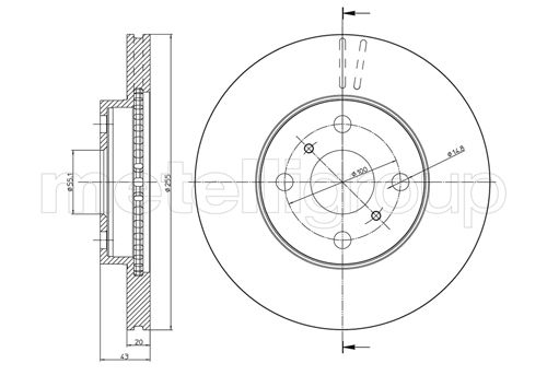 Metelli MET-DBR23-0717C Metelli Brake Rotor for Toyota