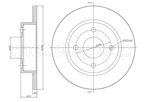 Metelli MET-DBR23-0348 Metelli Brake Rotor for Nissan