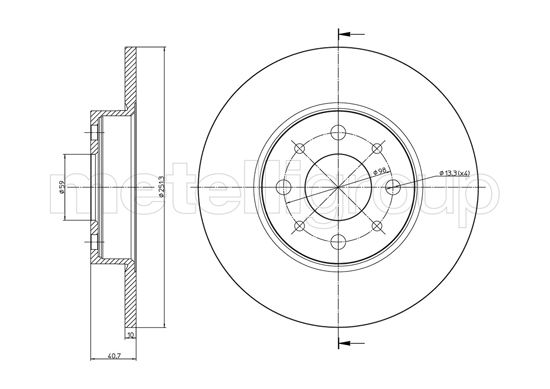 Metelli MET-DBR23-0987C Metelli Brake Rotor Alfa Romeo