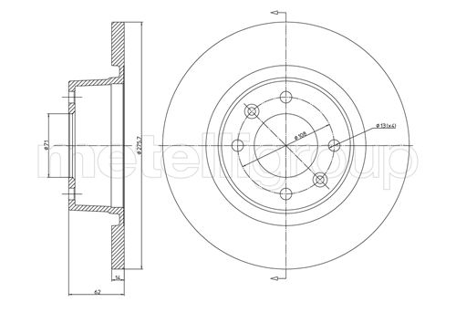 Metelli MET-DBR23-0558C Metelli Brake Rotor Citro+N