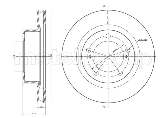 Metelli MET-DBR23-1658C Metelli Brake Rotor for Toyota