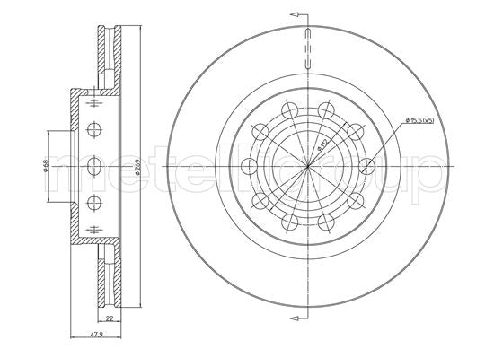 Metelli MET-DBR23-1407C Metelli Brake Rotor Audi