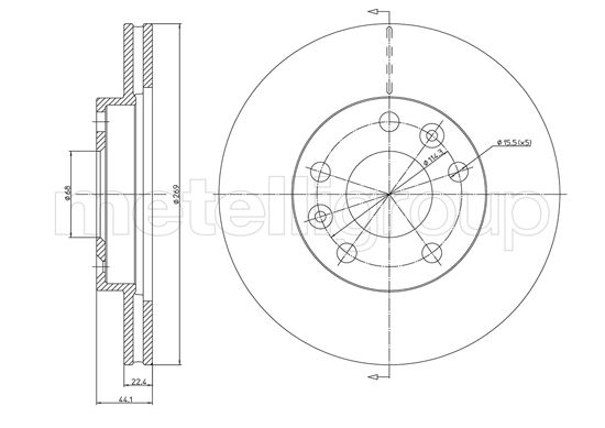 Metelli MET-DBR23-1288C Metelli Brake Rotor Dacia