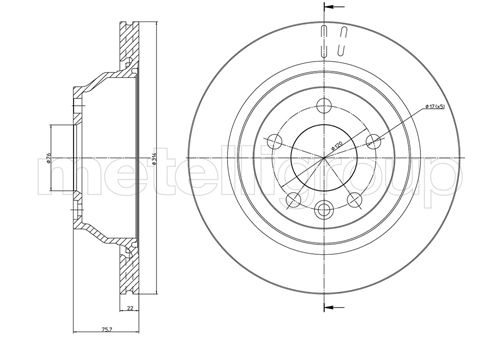 Metelli MET-DBR23-0849C Metelli Brake Rotor VW / VW Lcv