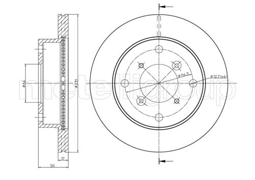 Metelli MET-DBR23-0691 Metelli Brake Rotor for Subaru / Suzuki