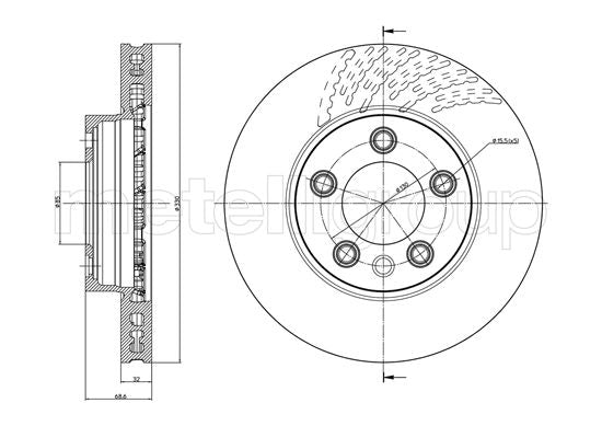 Metelli MET-DBR23-0919C Metelli Brake Rotor Porsche / VW