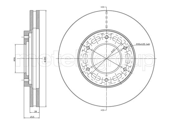Metelli MET-DBR23-1058C Metelli Brake Rotor for Toyota Lcv