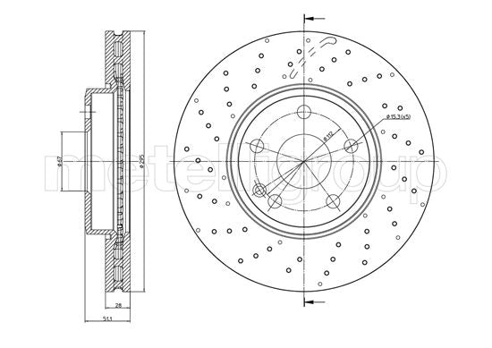 Metelli MET-DBR23-1489FC Metelli Brake Rotor Mercedes Benz