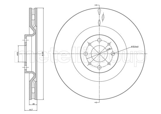 Metelli MET-DBR23-1319C Metelli Brake Rotor Lancia