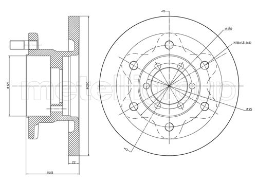 Metelli MET-DBR23-0481 Metelli Brake Rotor Iveco