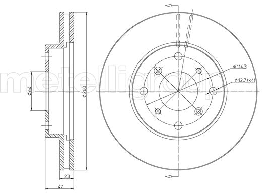 Metelli MET-DBR23-0650 Metelli Brake Rotor Honda