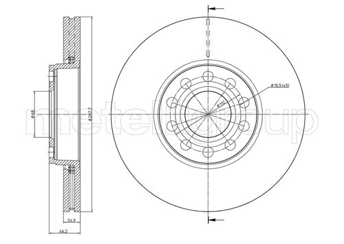 Metelli MET-DBR23-0745C Metelli Brake Rotor Skoda / VW