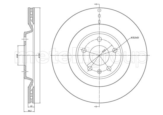 Metelli MET-DBR23-1315C Metelli Brake Rotor Audi