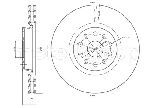 Metelli MET-DBR23-0506C Metelli Brake Rotor Alfa Romeo / Lancia