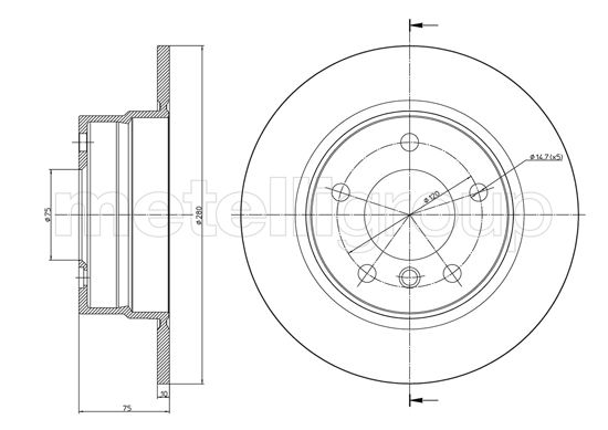 Metelli MET-DBR23-0951C Metelli Brake Rotor BMW