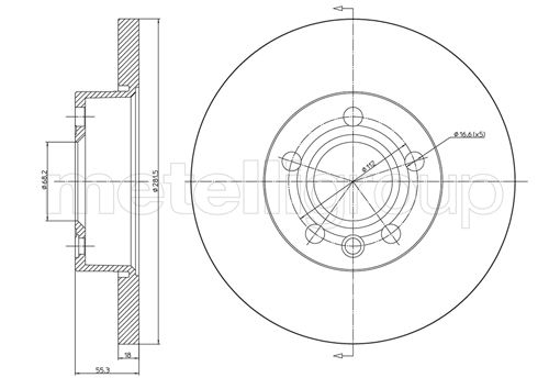 Metelli MET-DBR23-0484 Metelli Brake Rotor VW Lcv