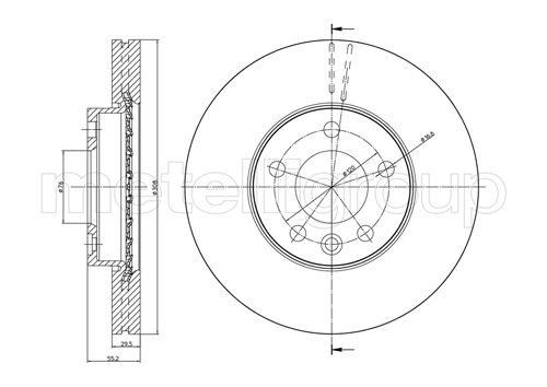 Metelli MET-DBR23-0773C Metelli Brake Rotor VW / VW Lcv